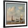 Three-Masted Ships Masts and Fishing Boats in a Calm. Ca. 1655 - 65-Willem van de Velde-Framed Giclee Print