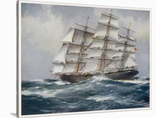 Three-Master Under Sail-J. Spurling-Stretched Canvas