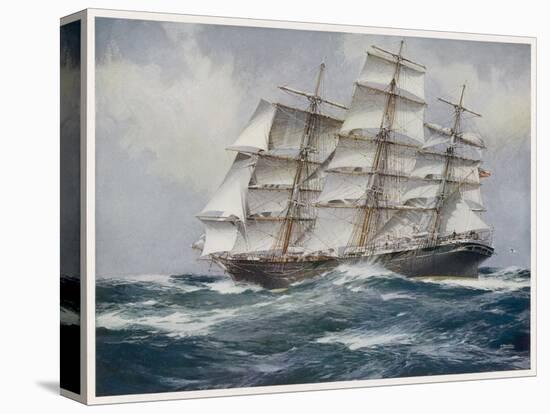 Three-Master Under Sail-J. Spurling-Stretched Canvas