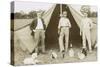 Three Men Camping with a Dog-null-Stretched Canvas