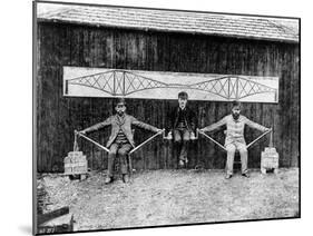 Three Men Demonstrating the Stability of the Railway Bridge-null-Mounted Photographic Print