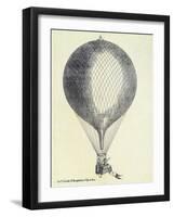 Three Men in a Hot Air Balloon, Pub. 1800s-null-Framed Giclee Print