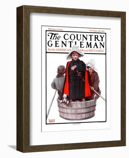 "Three Men in a Tub," Country Gentleman Cover, February 23, 1924-WM. Hoople-Framed Giclee Print