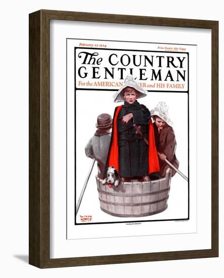 "Three Men in a Tub," Country Gentleman Cover, February 23, 1924-WM. Hoople-Framed Giclee Print