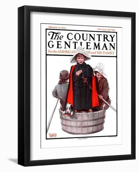 "Three Men in a Tub," Country Gentleman Cover, February 23, 1924-WM. Hoople-Framed Giclee Print