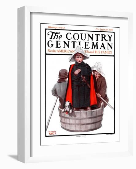 "Three Men in a Tub," Country Gentleman Cover, February 23, 1924-WM. Hoople-Framed Giclee Print