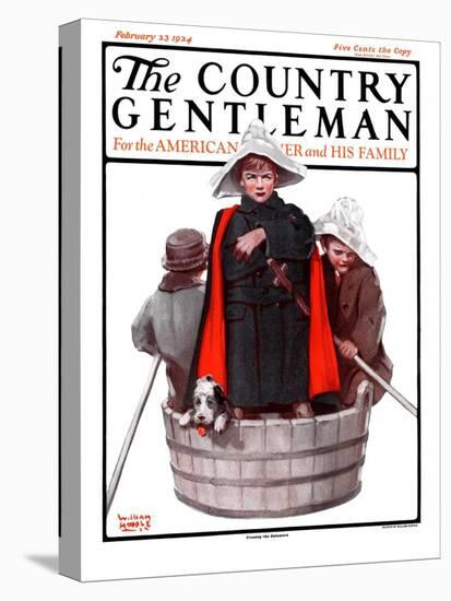 "Three Men in a Tub," Country Gentleman Cover, February 23, 1924-WM. Hoople-Stretched Canvas