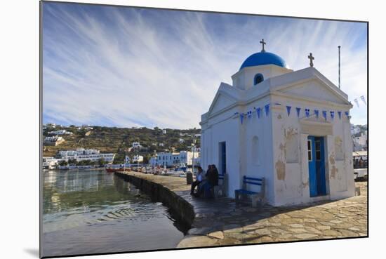 Three Men on a Seat Beside an Old Harbour Church-Eleanor-Mounted Photographic Print