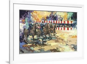 Three Men on Horseback-Wayland Moore-Framed Serigraph