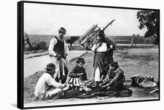 Three Men Playing Cards, Uruguay, C1900s-null-Framed Stretched Canvas