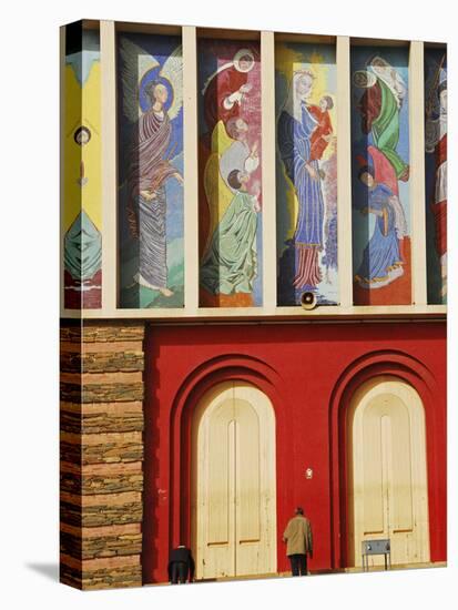 Three Men Praying Outside on the Steps of Nda Mariam Orthodox Church, Asmara, Ethiopia, Eritrea-Anthony Asael-Stretched Canvas