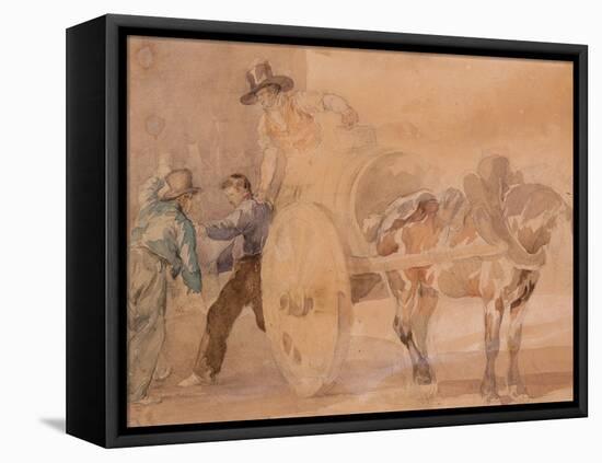 Three Men Unloading a Cart by Theodore Gericault-Theodore Gericault-Framed Stretched Canvas