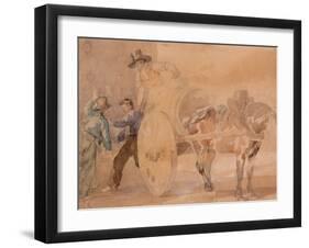 Three Men Unloading a Cart by Theodore Gericault-Theodore Gericault-Framed Giclee Print