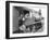 Three Men Waiting at a Steam Locomotive-null-Framed Photo