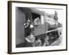 Three Men Waiting at a Steam Locomotive-null-Framed Photo