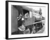 Three Men Waiting at a Steam Locomotive-null-Framed Photo