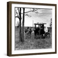 Three Men Working on 1918 Ford Model T - Has Bundles in Back and Can of Prestone on Running Board-Charles E^ Steinheimer-Framed Photographic Print