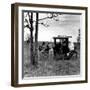 Three Men Working on 1918 Ford Model T - Has Bundles in Back and Can of Prestone on Running Board-Charles E^ Steinheimer-Framed Photographic Print