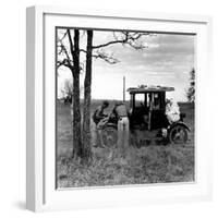 Three Men Working on 1918 Ford Model T - Has Bundles in Back and Can of Prestone on Running Board-Charles E^ Steinheimer-Framed Photographic Print