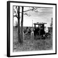 Three Men Working on 1918 Ford Model T - Has Bundles in Back and Can of Prestone on Running Board-Charles E^ Steinheimer-Framed Photographic Print