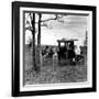 Three Men Working on 1918 Ford Model T - Has Bundles in Back and Can of Prestone on Running Board-Charles E^ Steinheimer-Framed Photographic Print