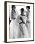 Three Models Wearing White Mink Stoles over Long Evening Dresses-Gjon Mili-Framed Photographic Print