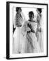 Three Models Wearing White Mink Stoles over Long Evening Dresses-Gjon Mili-Framed Photographic Print