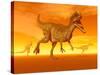 Three Monolophosaurus Dinosaurs in the Desert by Sunset-null-Stretched Canvas