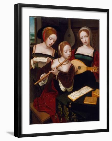 Three Musicians, c.1530-Master of the Female Half Lengths-Framed Giclee Print