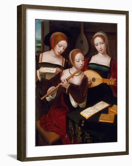 Three Musicians, c.1530-Master of the Female Half Lengths-Framed Giclee Print