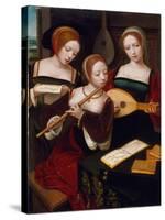 Three Musicians, c.1530-Master of the Female Half Lengths-Stretched Canvas