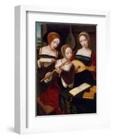 Three Musicians, c.1530-Master of the Female Half Lengths-Framed Giclee Print