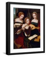 Three Musicians, c.1530-Master of the Female Half Lengths-Framed Giclee Print