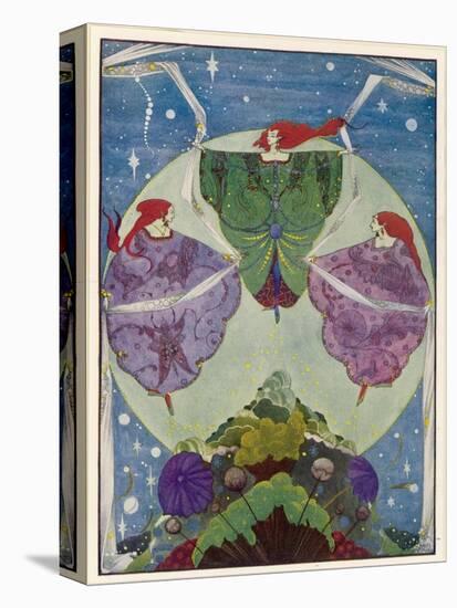 Three Mysterious Women Float Above the Hill-Harry Clarke-Stretched Canvas