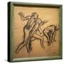 Three naked dancers. 1895-1900. Charcoal on tracing paper.-Edgar Degas-Stretched Canvas