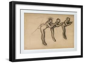 Three naked dancers in arabesque-Edgar Degas-Framed Giclee Print