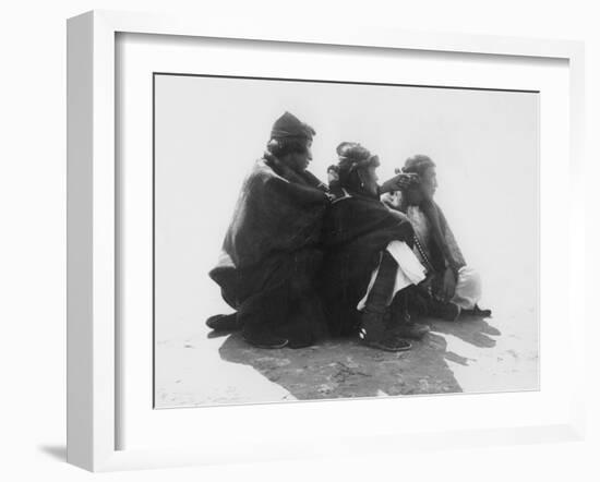 Three Navaho Indians, C.1904 (B/W Photo)-Edward Sheriff Curtis-Framed Giclee Print