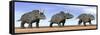 Three Nedoceratops Standing in the Desert-null-Framed Stretched Canvas