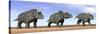 Three Nedoceratops Standing in the Desert-null-Stretched Canvas