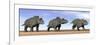 Three Nedoceratops Standing in the Desert-null-Framed Premium Giclee Print