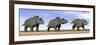 Three Nedoceratops Standing in the Desert-null-Framed Premium Giclee Print