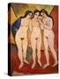 Three Nude Women (Red and Orange), 1912-Frank Wright Bourdillon-Stretched Canvas