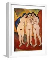 Three Nude Women (Red and Orange), 1912-August Macke-Framed Giclee Print