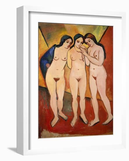 Three Nude Women (Red and Orange), 1912-August Macke-Framed Giclee Print