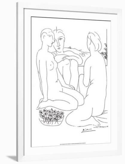 Three Nudes and an Anemone-Pablo Picasso-Framed Serigraph