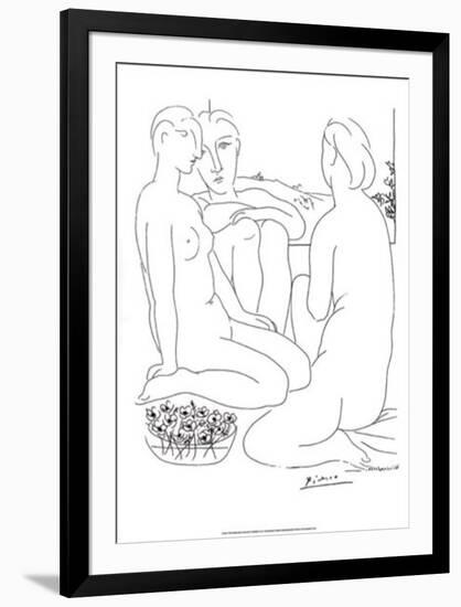 Three Nudes and an Anemone-Pablo Picasso-Framed Serigraph