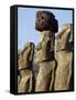 Three of the Fifteen Huge Moai Statues, Ahu Tongariki, Easter Island, Chile-De Mann Jean-Pierre-Framed Stretched Canvas