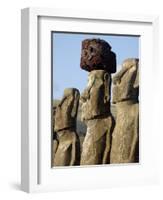 Three of the Fifteen Huge Moai Statues, Ahu Tongariki, Easter Island, Chile-De Mann Jean-Pierre-Framed Photographic Print