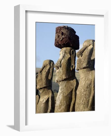 Three of the Fifteen Huge Moai Statues, Ahu Tongariki, Easter Island, Chile-De Mann Jean-Pierre-Framed Photographic Print