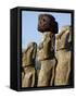 Three of the Fifteen Huge Moai Statues, Ahu Tongariki, Easter Island, Chile-De Mann Jean-Pierre-Framed Stretched Canvas